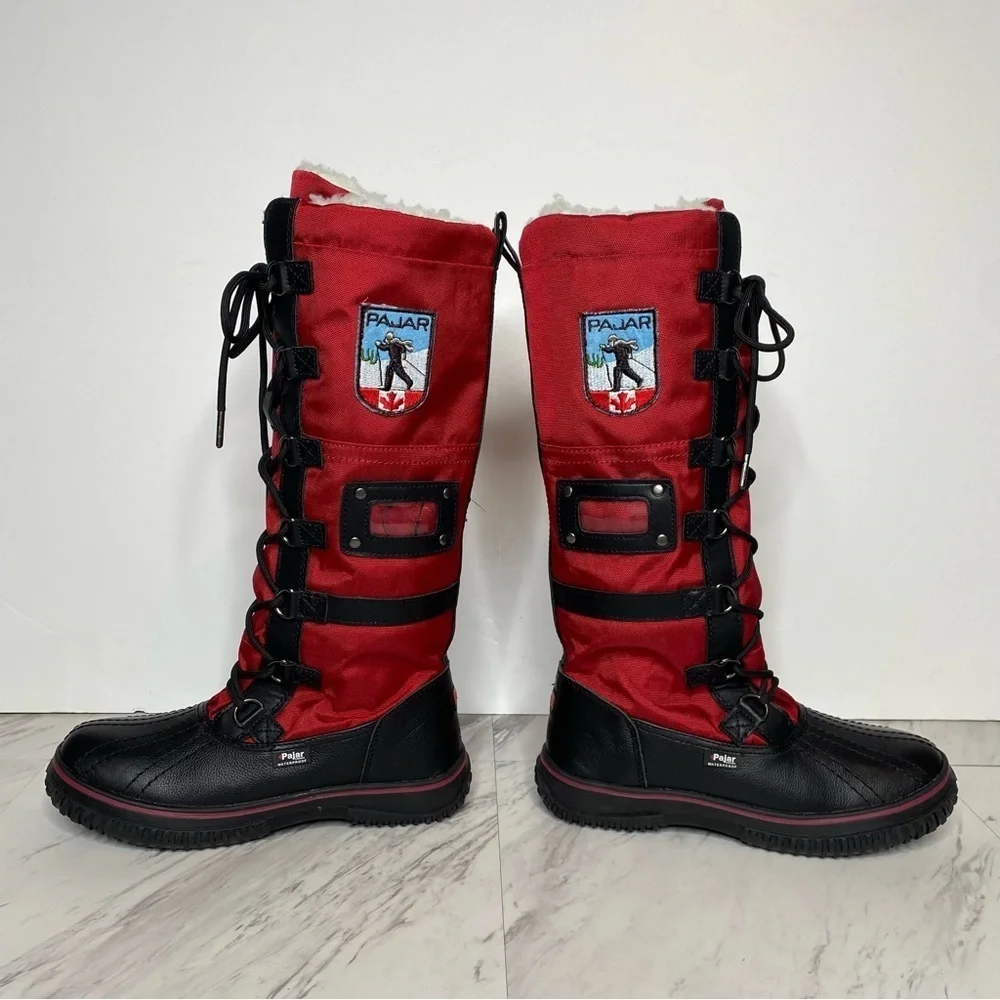 New! Pajar Grip Zip Red Lace Up Snow Boot 5 / 5.5